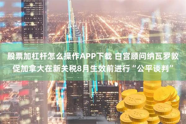 股票加杠杆怎么操作APP下载 白宫顾问纳瓦罗敦促加拿大在新关税8月生效前进行“公平谈判”